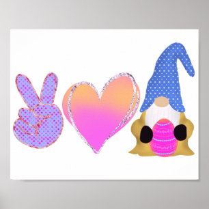 Peace Love Gnome   Cute Easter Pastel Sublimation Poster