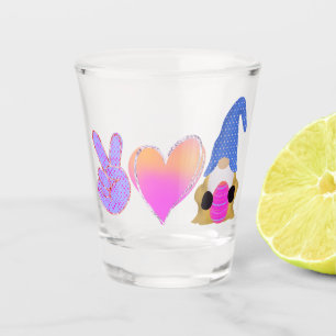 Peace Love Gnome Cute Easter Pastel Sublimation Shot Glass