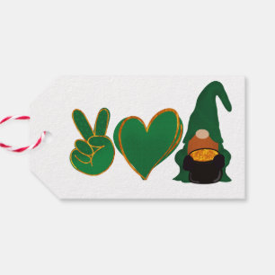 Peace Love Gnome St Patrick's Day Sublimation Gift Tags