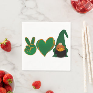 Peace Love Gnome St Patrick's Day Sublimation Napkin