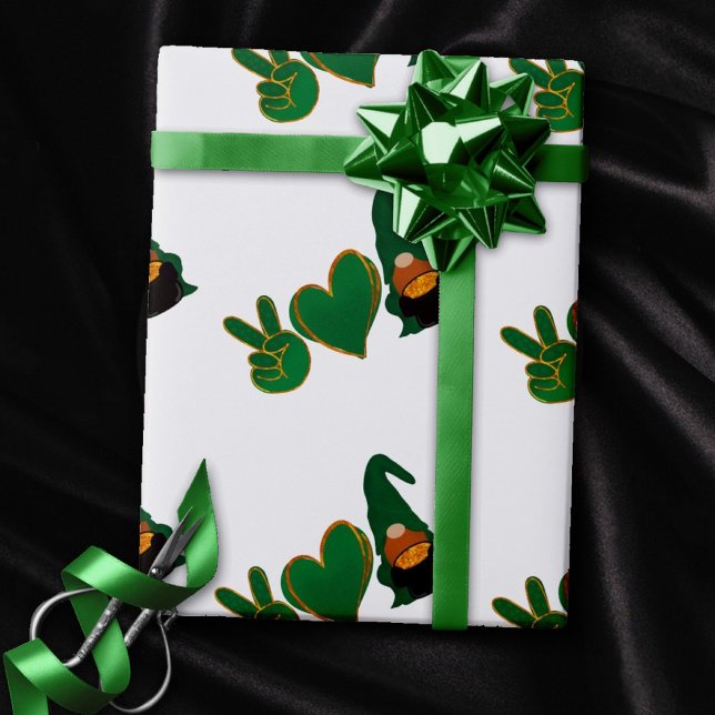 Peace Love Gnome | St Patrick's Day Sublimation Wrapping Paper (Creator Uploaded)