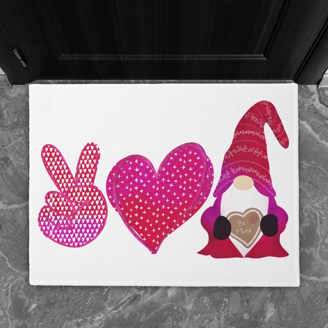 Peace Love Gnome | Valentine Day Sublimation Doormat (Creator Uploaded)