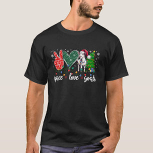 Peace Love Goats Xmas Funny Tree Goat Santa Hat Li T-Shirt