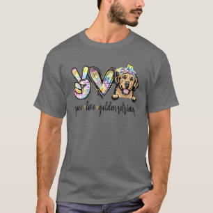 Peace Love Golden-Retriever Funny Dog Mom Mother's T-Shirt