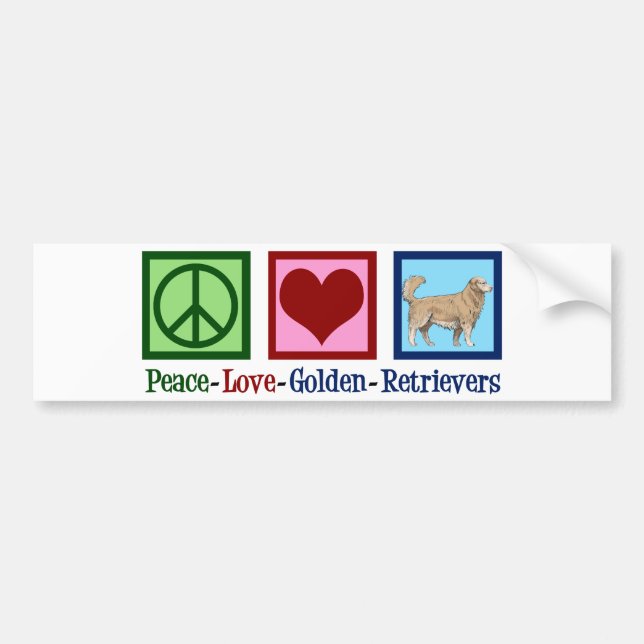Peace Love Golden Retrievers Bumper Sticker (Front)