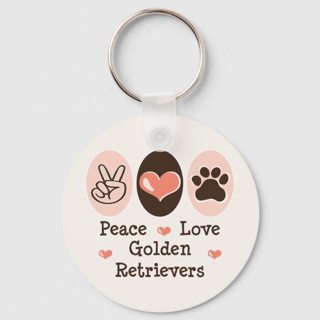 Peace Love Golden Retrievers Key Chain (Front)