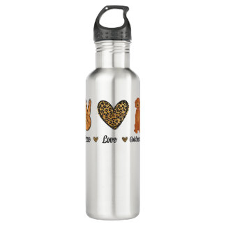 Peace Love Goldendoodle Leopard Lover Pet Dog Pupp 710 Ml Water Bottle