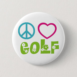 Peace Love Golf 2 Inch Round Button