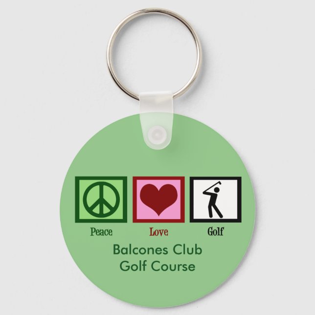 Peace Love Golf Custom Country Club or Course Keychain (Front)