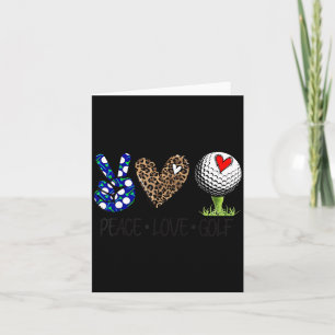 Peace Love Golf Funny Leopard Heart Golf Lovers Card