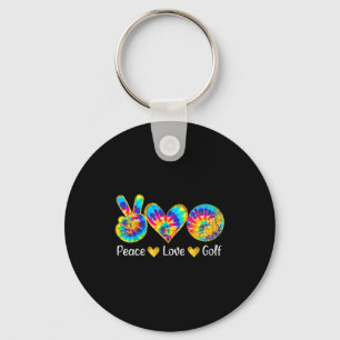 Peace Love Golf Funny Tie Dye Golf Lovers  Keychain