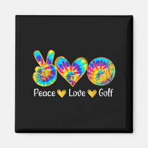 Peace Love Golf Funny Tie Dye Golf Lovers  Magnet