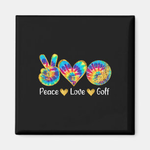 Peace Love Golf Funny Tie Dye Golf Lovers Magnet