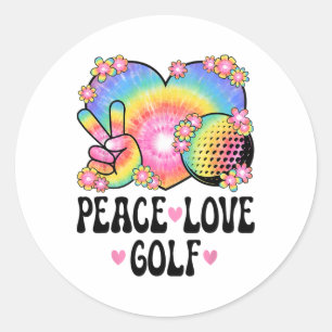 Peace Love Golf Lover 60s 70s Hippie Outfit Cute G Classic Round Sticker