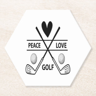 PEACE LOVE GOLF PAPER COASTER