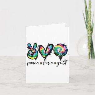 Peace Love Golf Player Tie Dye Golf Lovers Funny  Card