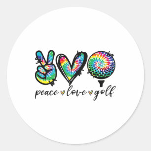 Peace Love Golf Player Tie Dye Golf Lovers Funny  Classic Round Sticker