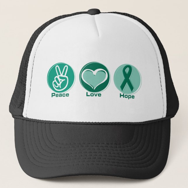 Peace Love Green Hope Trucker Hat (Front)