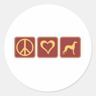 Peace Love Greyhound Classic Round Sticker