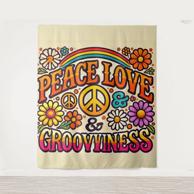 Peace, Love, & Grooviness Tapestry (Front)