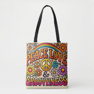 Peace, Love, & Grooviness Tote Bag