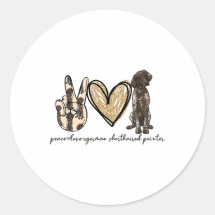 Peace Love Gsp German Shorthaired Pointer Dog Love Classic Round Sticker