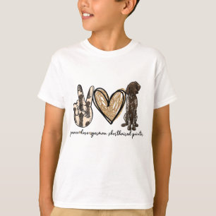 Peace Love GSP German Shorthaired Pointer Dog Love T-Shirt