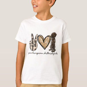 Peace Love GSP German Shorthaired Pointer Dog Love T-Shirt