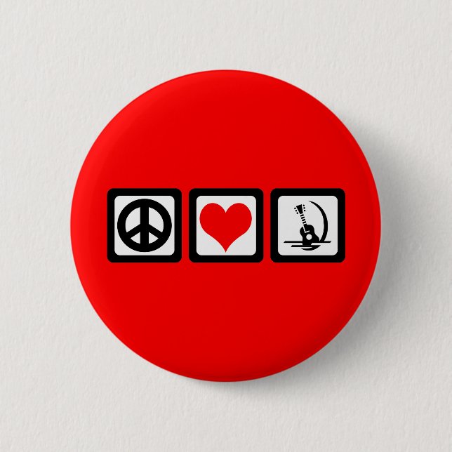 Peace love guitar 2 inch round button (Front)