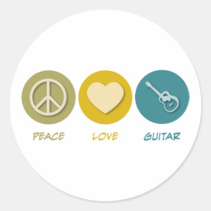 Peace Love Guitar Classic Round Sticker