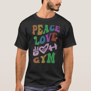 PEACE LOVE GYM Retro PE Teacher Groovy School   T-Shirt
