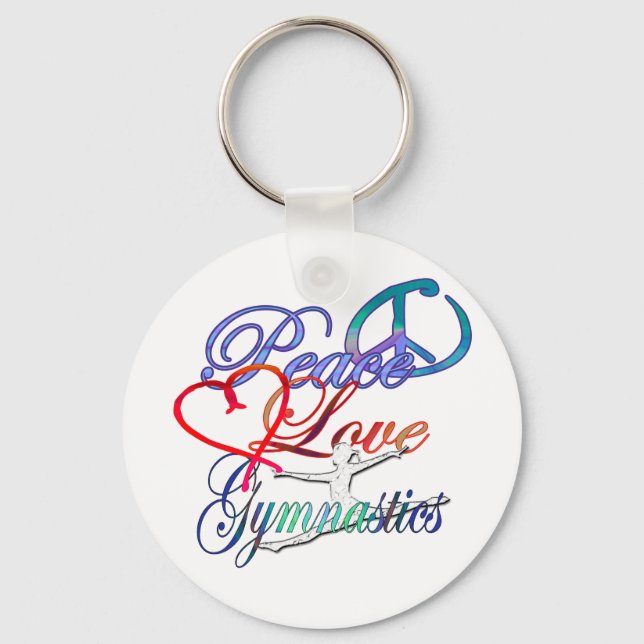 Peace, Love, Gymnastics Keychain (Front)
