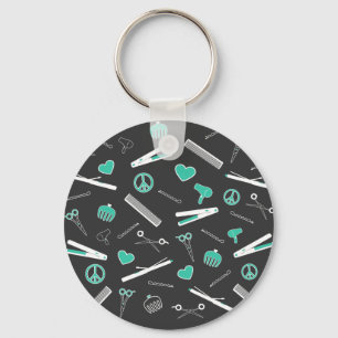 Peace, Love, & Hair Accessories (Turquoise Dark) Keychain