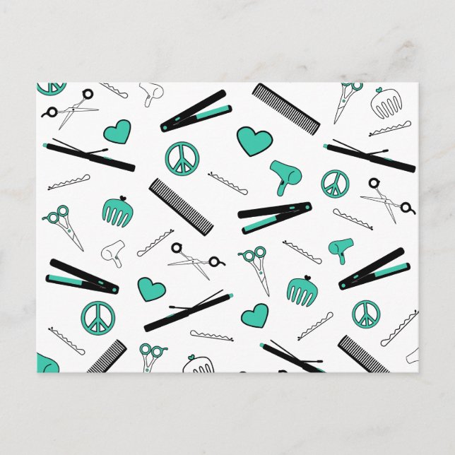 Peace, Love, & Hair Accessories (Turquoise) Postcard (Front)
