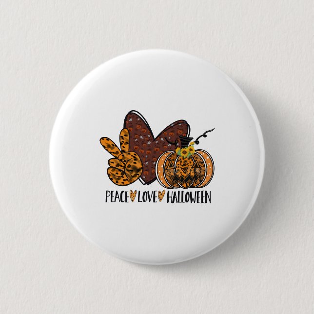 Peace love Halloween 2 Inch Round Button (Front)