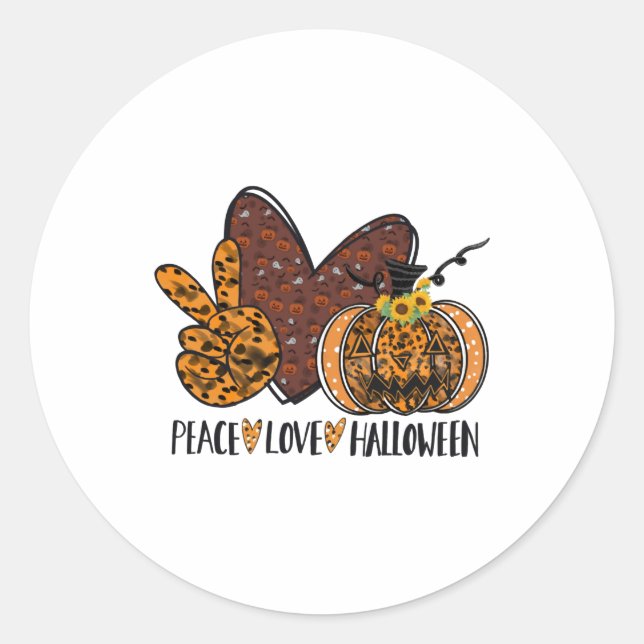Peace love Halloween Classic Round Sticker (Front)