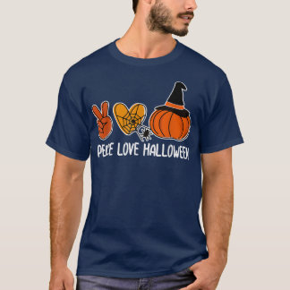 Peace Love Halloween Lazy Halloween Costume Cool P T-Shirt