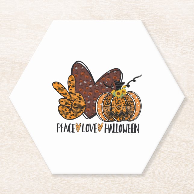 Peace love Halloween Paper Coaster (Front)