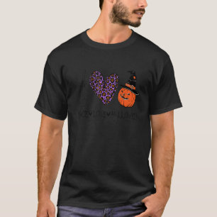 Peace Love Halloween Pumpkin Leopard Halloween Cos T-Shirt
