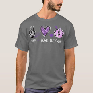 Peace Love Halloween, purple T-Shirt