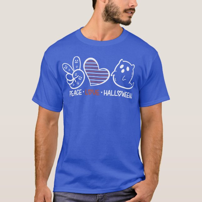 Peace Love Halloween retro T-Shirt (Front)