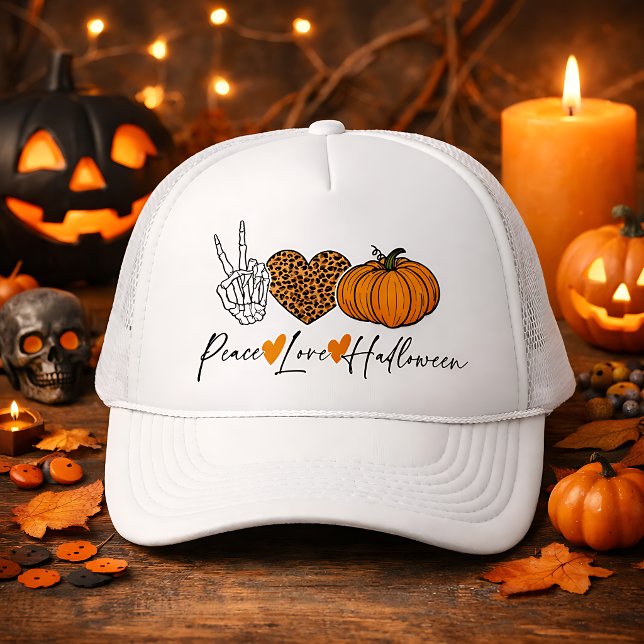 Peace Love Halloween Trucker Hat (Creator Uploaded)