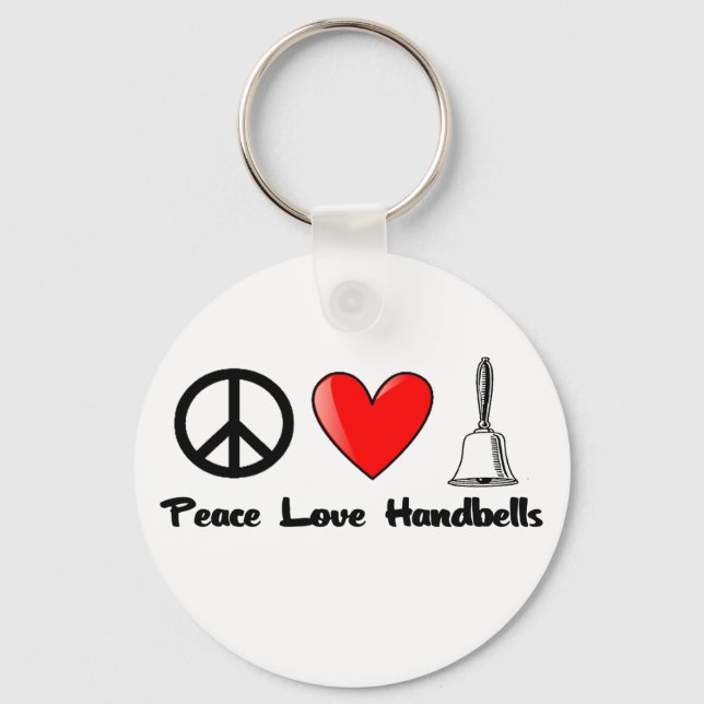 Peace, Love, Handbells Keychain (Front)