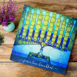 Peace Love Hanukkah Artsy Blue Green Menorah Chic Jigsaw Puzzle<br><div class="desc">“Peace, Love, Hanukkah.” A close-up photo illustration of a bright, colourful, blue and green artsy menorah helps you usher in the holiday of Hanukkah in style. Feel the warmth and joy of the holiday season whenever you use this stunning, colourful Hanukkah square jigsaw puzzle. Matching cards, envelopes, stickers, pillows, tote...</div>