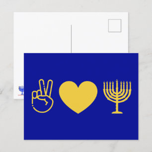 Peace Love & Hanukkah   Gold Version  Postcard