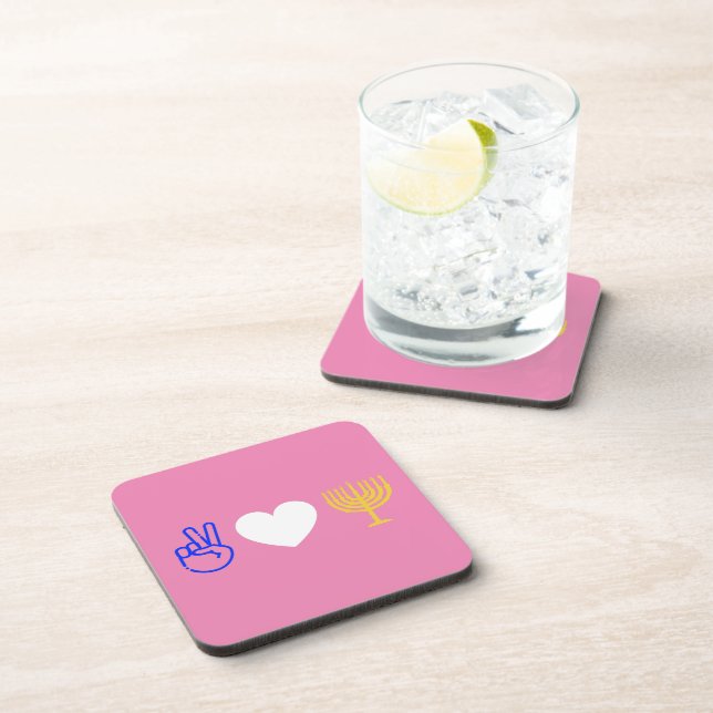 Peace Love & Hanukkah Hard plastic coaster (Right Side)