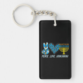 Peace Love Hanukkah Jewish Hanukkah Chanukah Keychain