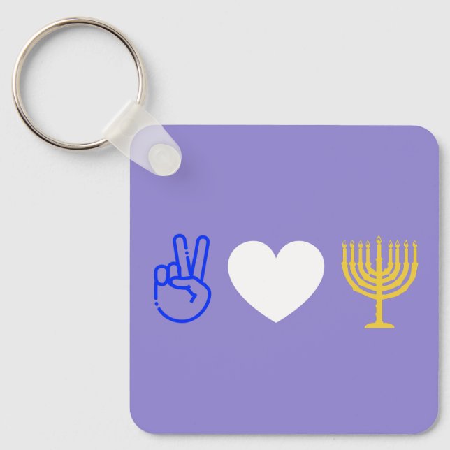 Peace Love & Hanukkah Keychain (Front)