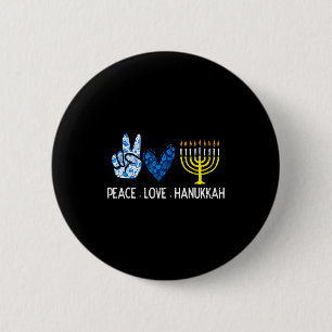 Peace Love Hanukkah Retro Chanukah Jewish Men Wome 2 Inch Round Button