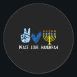 Peace Love Hanukkah Retro Chanukah Jewish Men Wome Classic Round Sticker<br><div class="desc">Peace Love Hanukkah Retro Chanukah Jewish Men Women Kids</div>